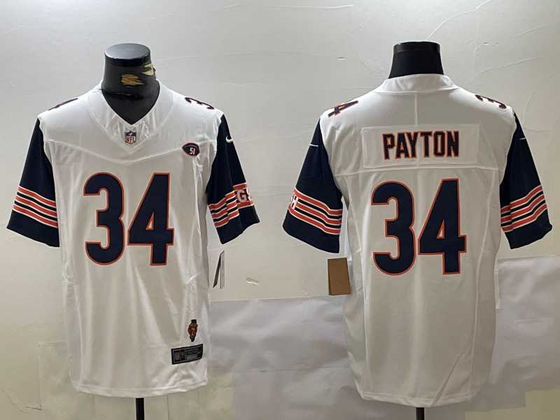 Men%27s Chicago Bears #34 Walter Payton Limited White Fashion FUSE Jersey